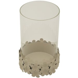 Mauro Ferretti Kerzenhalter Düne mit Glas 14x21 cm creme