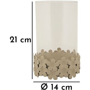 Mauro Ferretti Kerzenhalter Düne mit Glas 14x21 cm creme