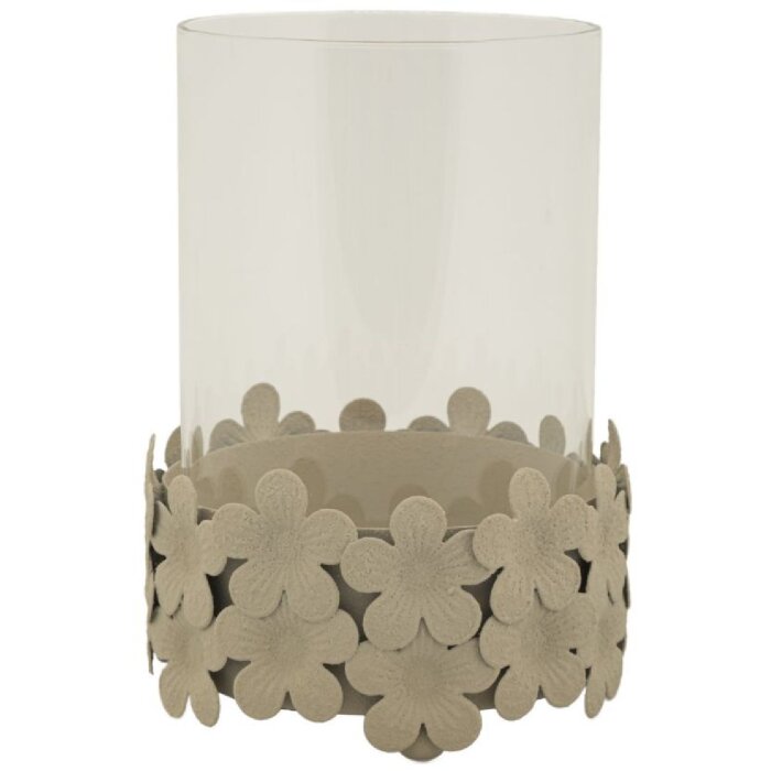 Mauro Ferretti Suport de lumânare Dune cu sticlă 12x16 cm crem