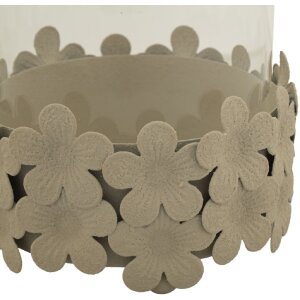 Mauro Ferretti Suport de lumânare Dune cu sticlă 12x16 cm crem