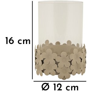 Mauro Ferretti Suport de lumânare Dune cu sticlă 12x16 cm crem