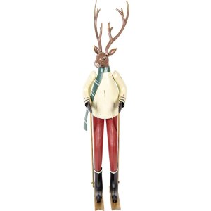 Clayre & Eef Figurină decorativă căprioară metal maro roșu verde 65 cm