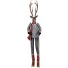 Clayre & Eef Figur decorativ cerb cu schiuri gri maro roșu 65 cm