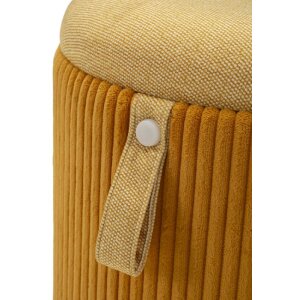 Bolzano Set 2 poufuri cu spațiu de depozitare, galben muștar, Ø38x38cm & Ø32x28cm