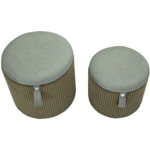 Bolzano Set 2 puffuri verde Ø38x38 cm și Ø32x28 cm cu spațiu de depozitare