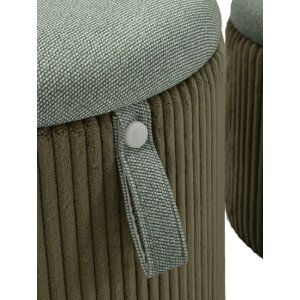 Bolzano Set 2 puffuri verde Ø38x38 cm și Ø32x28 cm cu spațiu de depozitare