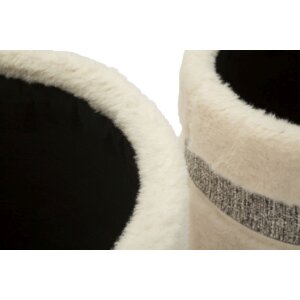 Set 2 pufoaie Saint-Moritz crem, cu spațiu de depozitare, Ø40x47 cm & Ø32x38 cm