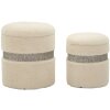 Set 2 pufoaie Saint-Moritz crem, cu spațiu de depozitare, Ø40x47 cm & Ø32x38 cm