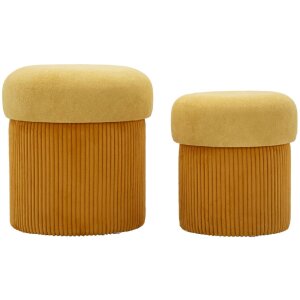 Aspen Puff Set mit Stauraum Senfgelb 2tlg Ø42x44...