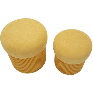 Aspen Puff Set mit Stauraum Senfgelb 2tlg Ø42x44...