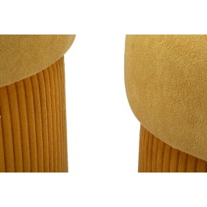 Set de pufuri Aspen cu spațiu de depozitare, galben muștar, 2 buc Ø42x44/35x37 cm, catifea