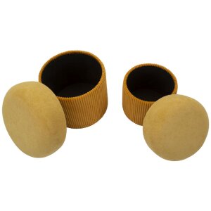 Set de pufuri Aspen cu spațiu de depozitare, galben muștar, 2 buc Ø42x44/35x37 cm, catifea