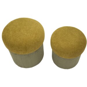 Set Pouf Aspen cu spațiu de depozitare verde 2 buc Ø42x44cm Ø35x37cm Catifea