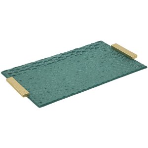 Grent Tablett 34x19,5x3 cm Grün Gold Polyresin...