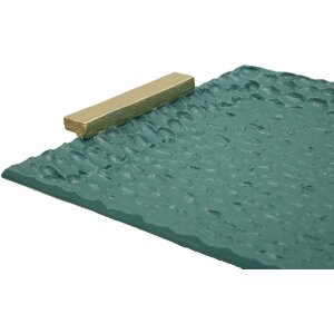 Grent Tablett 34x19,5x3 cm Grün Gold Polyresin Dekoablage nicht lebensmittelecht