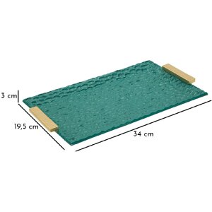 Grent Tablett 34x19,5x3 cm Grün Gold Polyresin Dekoablage nicht lebensmittelecht
