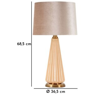 Lampă de masă Perly Ø36,5 x 68,5 cm, Sticlă și Stofă Auriu