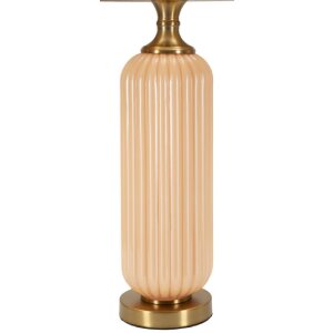 Perly Tischlampe Glasfuß geriffelt Stoffschirm...