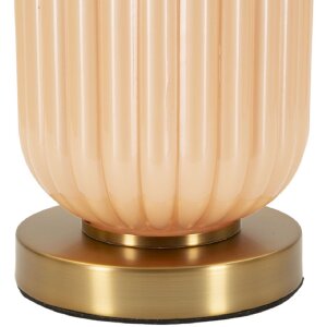 Perly Tischlampe Glasfuß geriffelt Stoffschirm Perlmutt Gold ø35,5x64cm E27