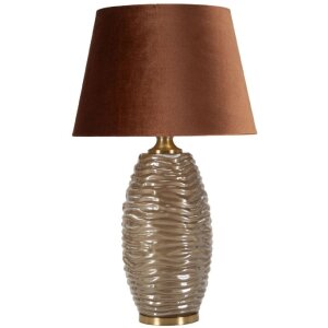 Prague Tischleuchte Glas Eisen Stoff Braun Gold...