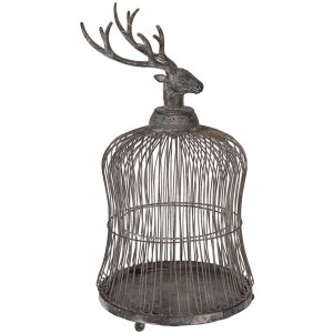 Clayre & Eef Cușcă decorativă cap de cerb, Gri Antic, Ø26x50cm