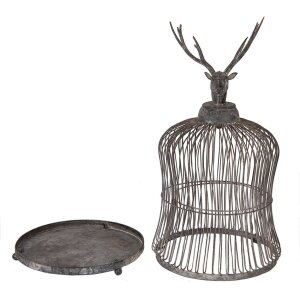 Clayre & Eef Cușcă decorativă cap de cerb, Gri Antic, Ø26x50cm