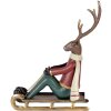 Clayre & Eef Figur decorativ cerb pe săniuș 27x10x31 cm metal decor iarnă