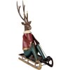 Clayre & Eef Figur decorativ cerb pe săniuș 27x10x31 cm metal decor iarnă