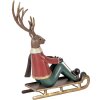 Clayre & Eef Figur decorativ cerb pe săniuș 27x10x31 cm metal decor iarnă