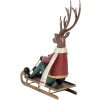 Clayre & Eef Figur decorativ cerb pe săniuș 27x10x31 cm metal decor iarnă