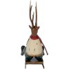 Clayre & Eef Figur decorativ cerb pe săniuș 27x10x31 cm metal decor iarnă