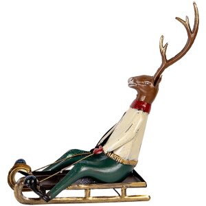 Clayre & Eef Dekofigur Hirsch auf Schlitten 30x12x32...