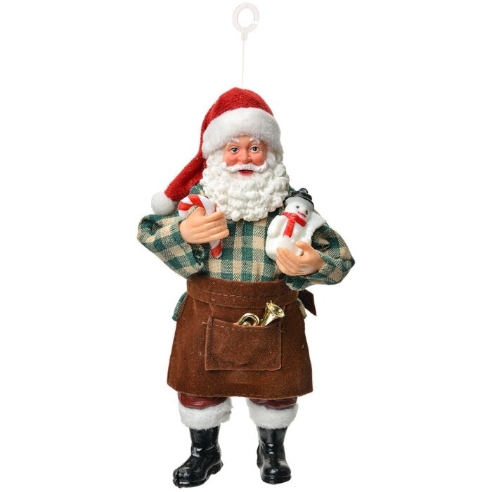 Clayre & Eef Weihnachtsanhänger Weihnachtsmann 9x6x17 cm Rot Textil Kunststoff