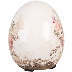 Clayre & Eef Deko Ei Rosenmotiv Keramik Ø 7x9...
