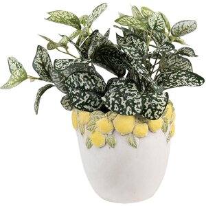 Clayre & Eef Blumentopf Zitronen-Dekor Ø 20x19 cm Stein Mediterran