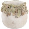 Clayre & Eef Blumentopf Eichenlaubrelief Ø15x13 cm Beige Grün Stein