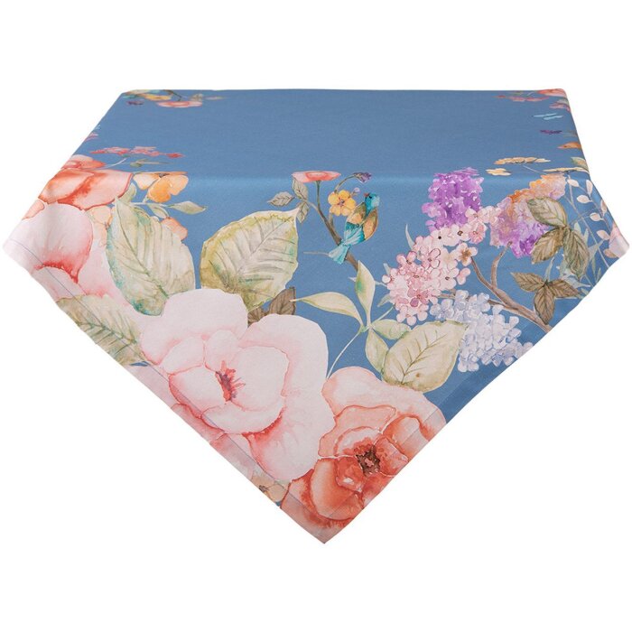 Clayre & Eef FFA01BL Față de masă florală albastră 100x100 cm, bumbac