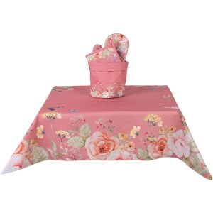 Clayre & Eef Față de masă florală roz 100x100 cm din bumbac