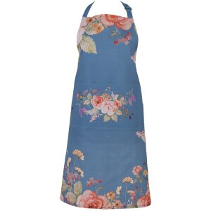 Clayre & Eef FFA41BL Schürze 70x85 cm Blau mit Blumenmuster Baumwolle