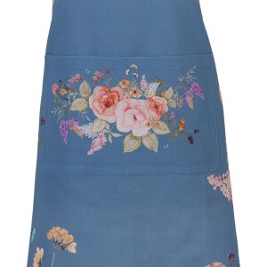 Clayre & Eef FFA41BL Schürze 70x85 cm Blau mit Blumenmuster Baumwolle