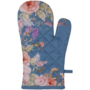 Clayre & Eef FFA44BL Ofenhandschuh Blau Blumen 18x30 cm Baumwolle Landhausstil