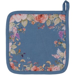 Clayre & Eef FFA45BL Topflappen Floral Romance Blau 20x20 cm Baumwolle