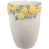 Clayre & Eef Blumentopf Zitronendekor Stein Ø17xH23cm Weiß Gelb Grün