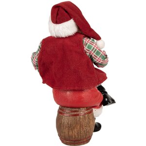 Clayre & Eef Moș Crăciun cu cană de bere 24 cm, figurină decorativă rustică