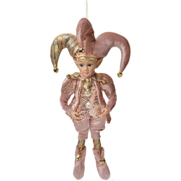 Clayre & Eef Ornament Decorativ Elfi Roz și Auriu 20x8x37 cm