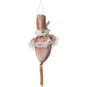 Clayre & Eef Weihnachtsanhänger Rosa Weihnachtsmann 8x8x35 cm