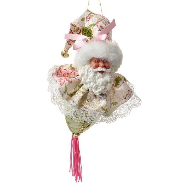 Clayre & Eef Ornament Moș Crăciun Verde Bej 8x8x35 cm