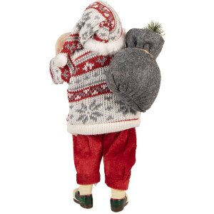 Clayre & Eef 66232 Weihnachtsmann Dekofigur Rot Weiß 13x13x28 cm