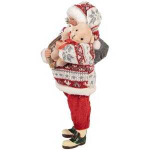 Clayre & Eef 66232 Weihnachtsmann Dekofigur Rot Weiß 13x13x28 cm