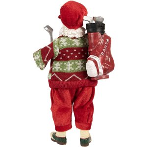 Clayre & Eef Weihnachtsmann Dekofigur Golf 15x10x28 cm Rot Grün